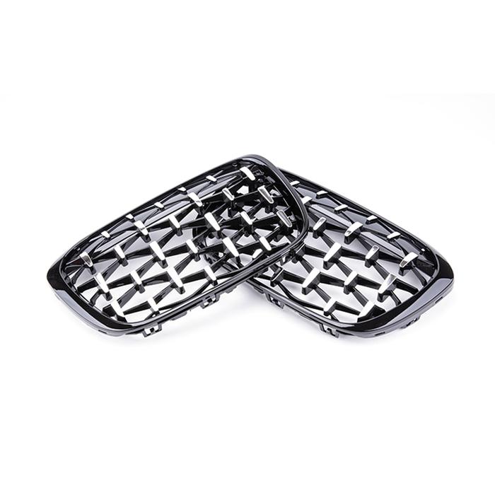 A Pair Diamond Grille Front Bumper Kidney Grill Grilles For BMW X1