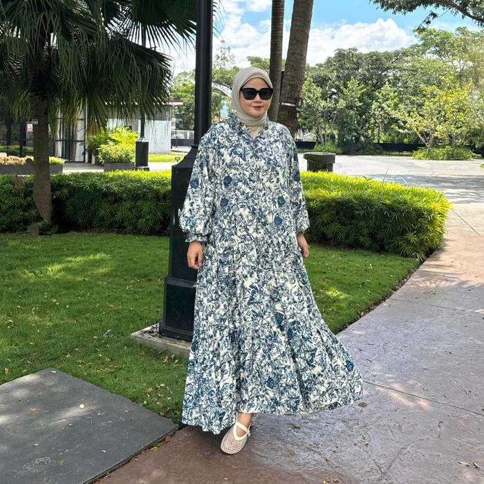 PURE-DRESS LILY  BUSUI BIGG SIZE Kancing  Rayon Motif ld 130 cm Karet Katun Muslim Nyaman adem lembu
