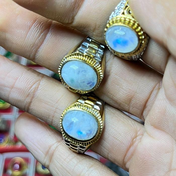 batu cincin Biduri bulan air laut kualitas terbaik dengan ring titanium