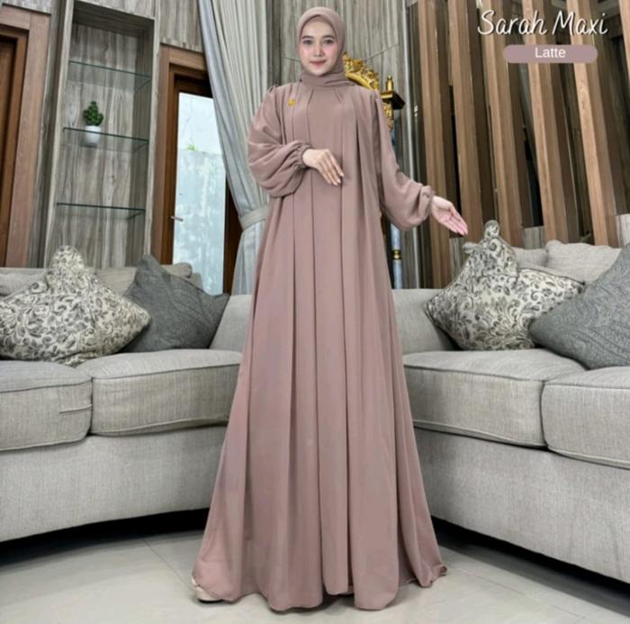 Gamis jumbo sarah maxy bahan ceruty babydoll LD100 - LD140 busana kondangan Wanita Dewasa Remaja Max