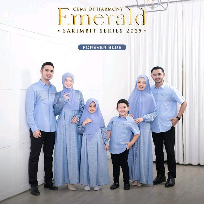 WARNA FOREVER BLUE EMERALD SARIMBIT BAHAN SILK PREMIUM MIX KATUN DOBBY Gamis Motif Muslim Keluarga