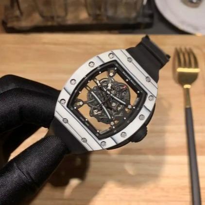 RM61 JAM TANGAN SWISS AUTOMATIC CARBON CASE SOFT RUBBER STRAP RM 61 CARBON SUPER CLONE