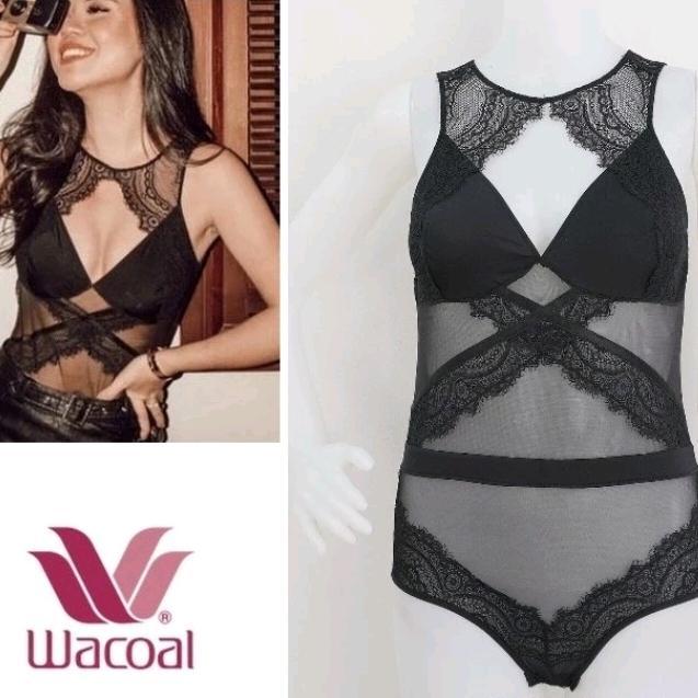 LINGERIE WACOAL Y BODYSUIT BLACK TRANSPARAN ( VICTORIA'S SECRET VS