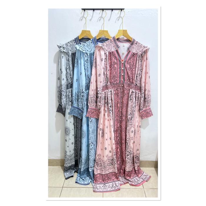 Gamis Muslim Wanita Busui Friendly Katun Silk Import Baju Lebaran Cantik Dress