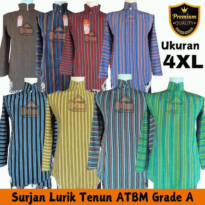 Java Ombus Surjan Lurik Ukuran XXXXL Alusan Tenun ATBM Baju Gagrak Tradisional Setelan Pria Kualitas