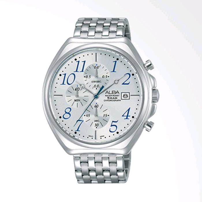 Jam Tangan Alba Wanita Chrono AM3493X1 Stainless Steel Analog Tali Rantai Water Resistant 5 Bar - Wa