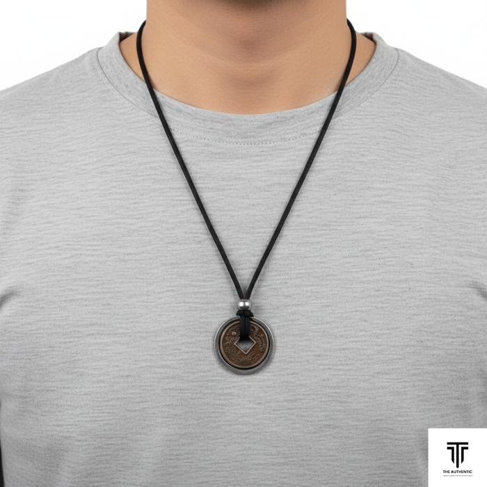 Kalung Koin Cina Tali Bandul Koin untuk Pria dan Wanita Aksesori Unik dan Menarik Cocok untuk Berbag