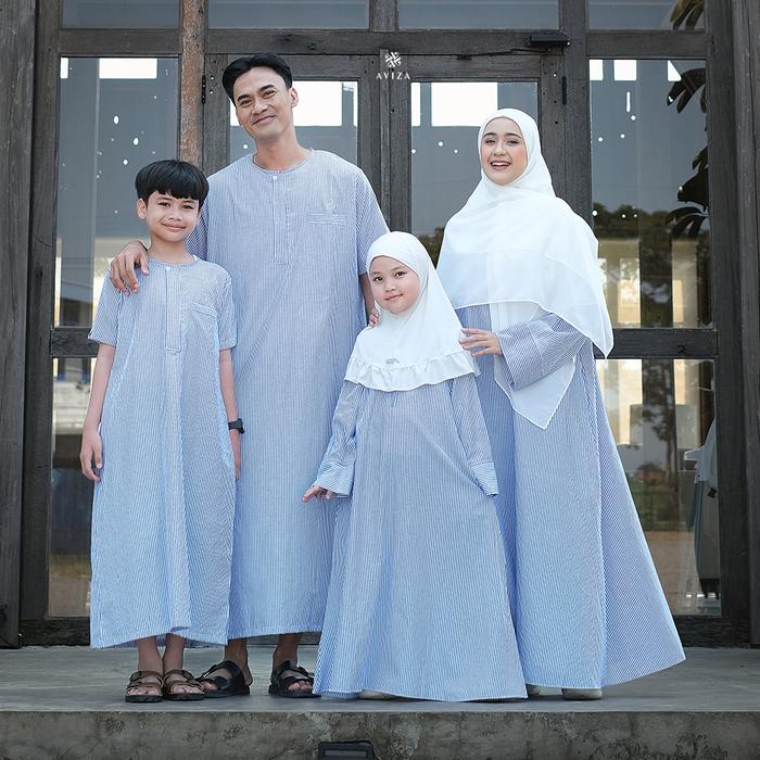 Aviza - MADANI Sarimbit Keluarga Premium | Family Set Muslim Jubah Ayah Anak & Abaya Ibu Anak | Baha