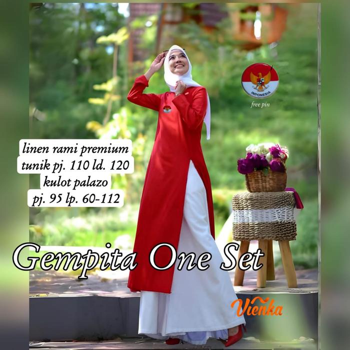GEMPITA, ASYANTI, CANSANDRA ONET SET MERAH PUTIH JUMBO LD 120 XXL