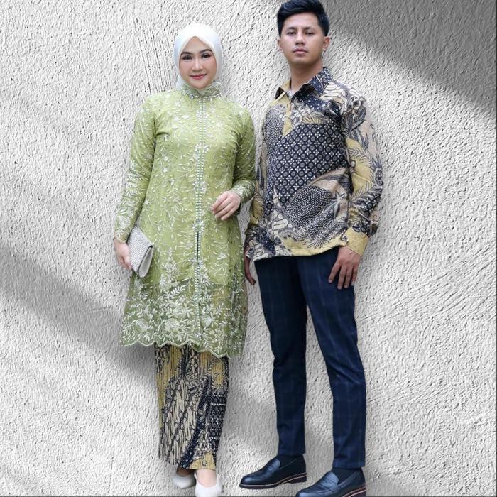 Couple Pasangan Baju cantik / Kebaya tunik kimono payet tille modern JUMBO LD 130 kekinian / Kemeja 