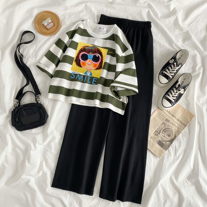 JBF One Set Crop Top Stripe Big Size Smile