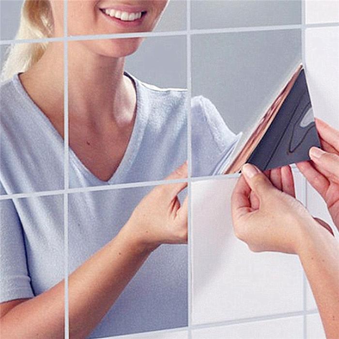 Grand Mall - Cermin Dinding 3D | Square Mirror Sticker | Decorative Wall Mirror