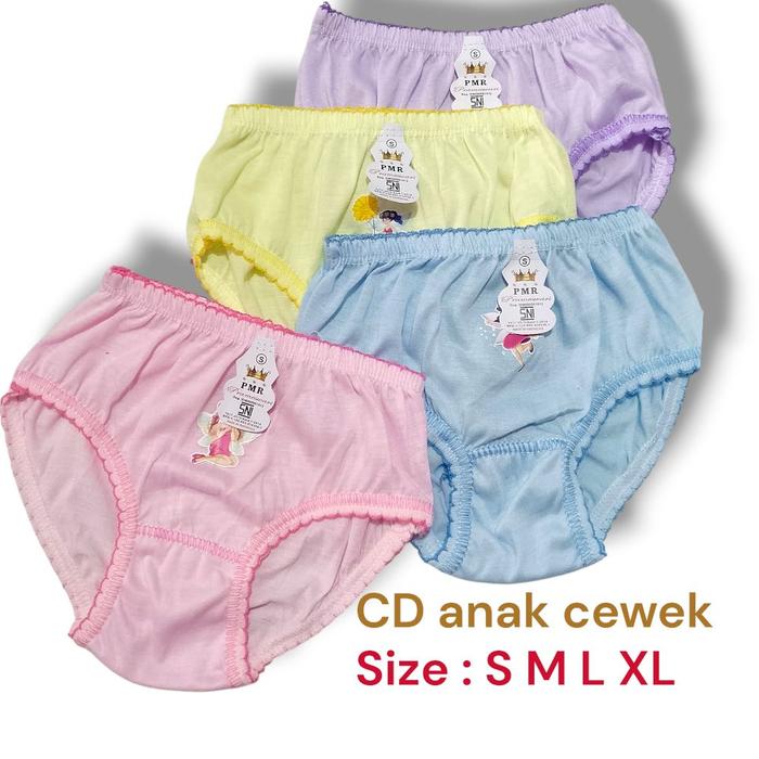 6 Pcs & 3 Pcs CD anak perempuan polos seri warna usia Balita sampai anak tanggung Celana dalam anak 