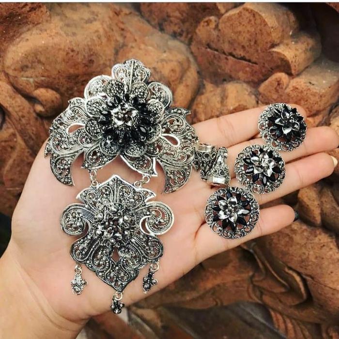 Set bros alpaka lapis perak bakar