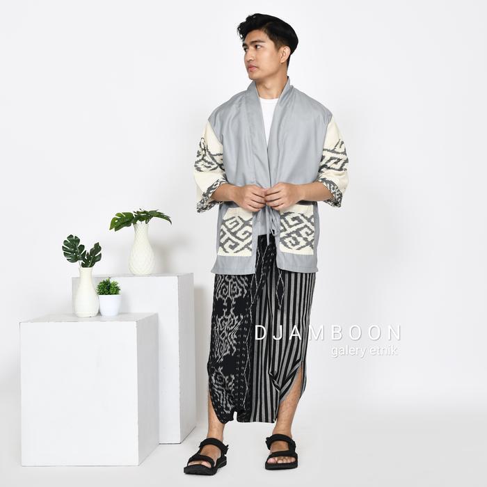 set outer pria etnik + celana etnik (komon set)