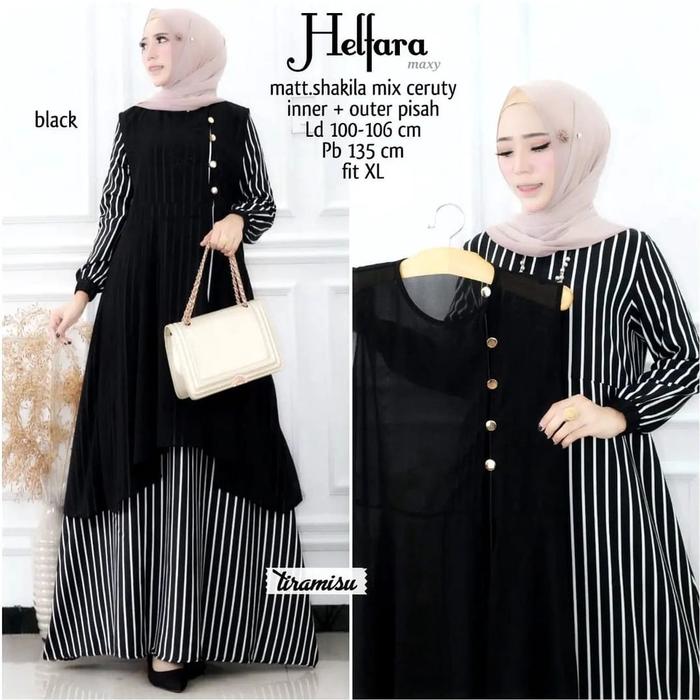 Gamis Helfara Salur Terbaru Muslim Wanita Ceruti Nyaman Maxi