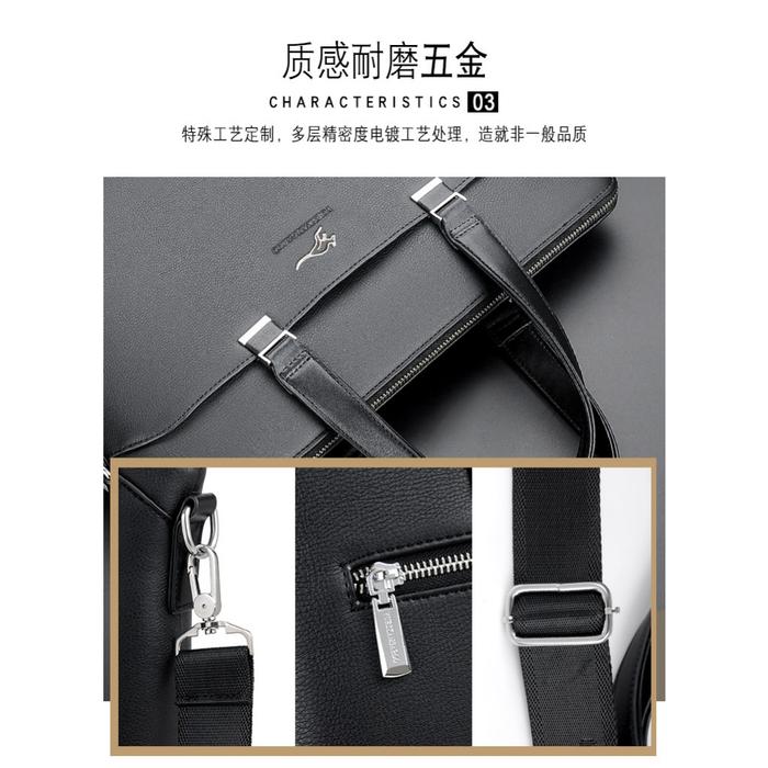 [Original] YUESKANGAROO Tas Kerja Laptop 14 Inch Kulit Pria Import Men's Business Handbag HA-036