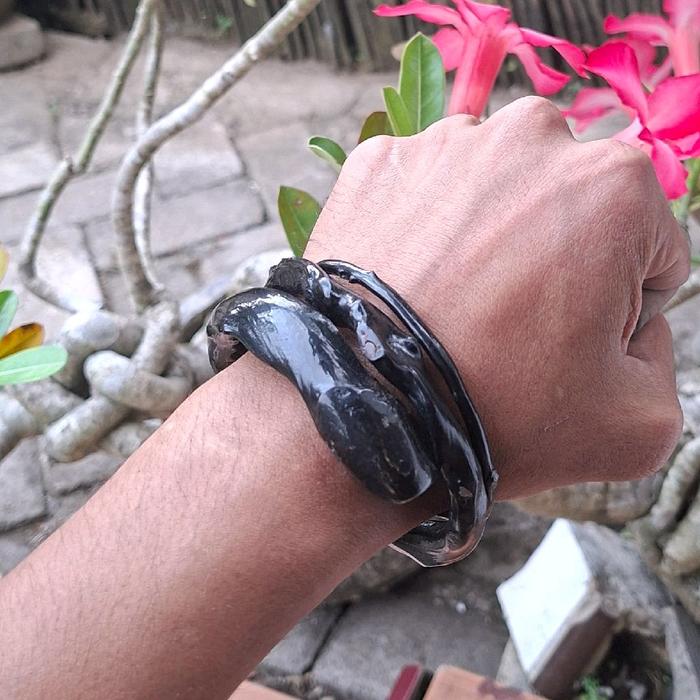 GELANG AKAR BAHAR HITAM LENTUR 3 lilit JUMBO ORIGINAL