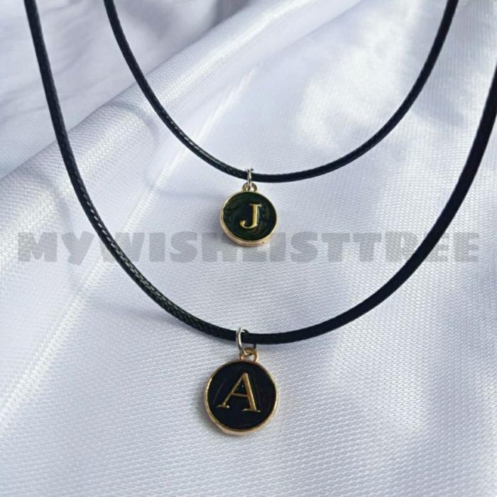 [EPOXY GOLD] KALUNG NAMA INISIAL EPOXY BELAKANG PENGAIT MURAH | KALUNG COWO CEWE TALI HITAM POLOS CU