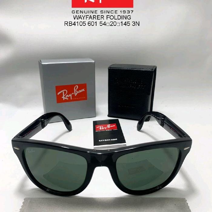 Ray-Ban Wayfarer Folding RB4105 601 Kacamata Hitam Lipat dengan Lensa Hijau dan Desain Klasik