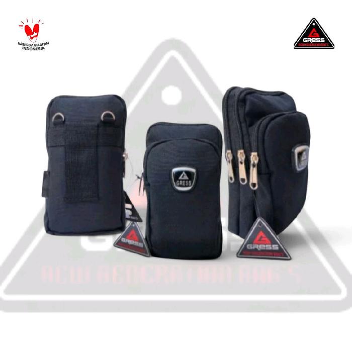 GRESS - Tas Selempang Pria Tas Pinggang Pria Tas Selempang Mini Pria Gress 2in1 Selempang + Pinggang