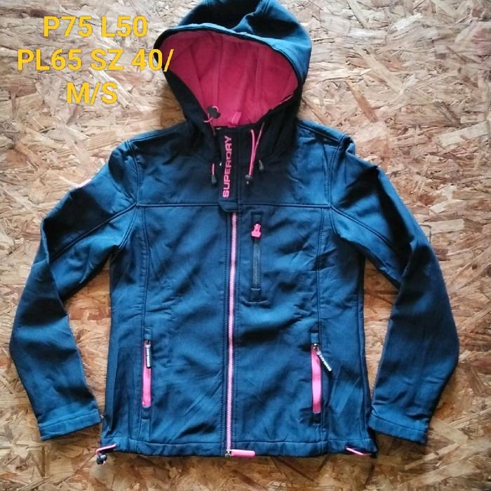 Superdry Jaket Original P75 L50 PL65 SZ 40/ M/S dengan Hoodie dan Ritsleting Warna Biru