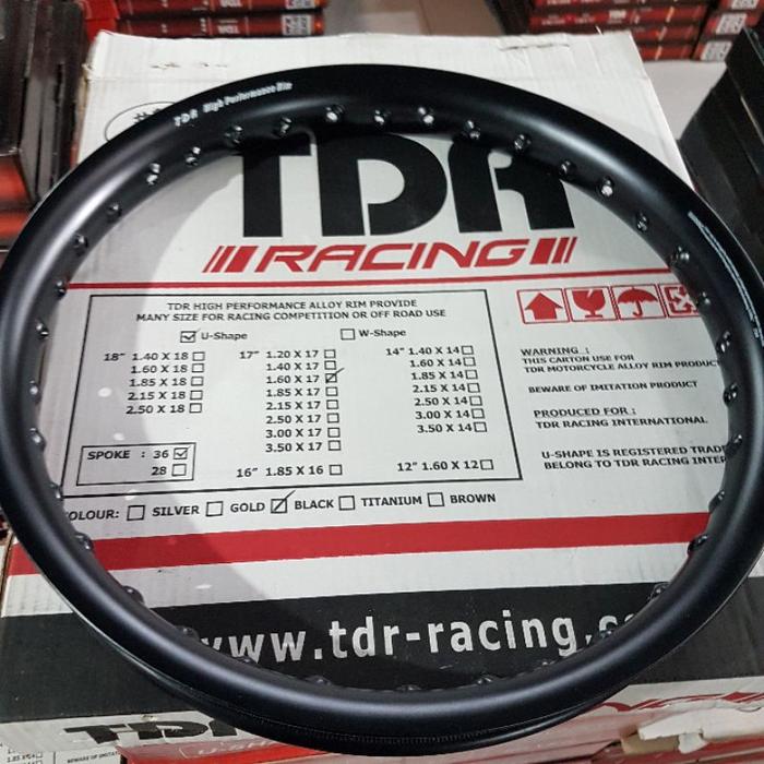 PELEK VELG TDR RIM US ( U SHAPE ) HITAM BLACK 160 RING 17 ORIGINAL TDR KWALITAS TERBAIK