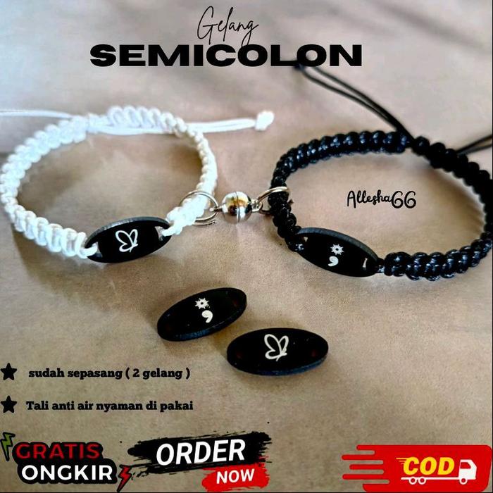 GELANG COUPLE SEMICOLON BUTTERFLY & SUNMOON GELANG SEMICOLON SYMBOL GELANG SEMICOLON AESTHETIC GELAN