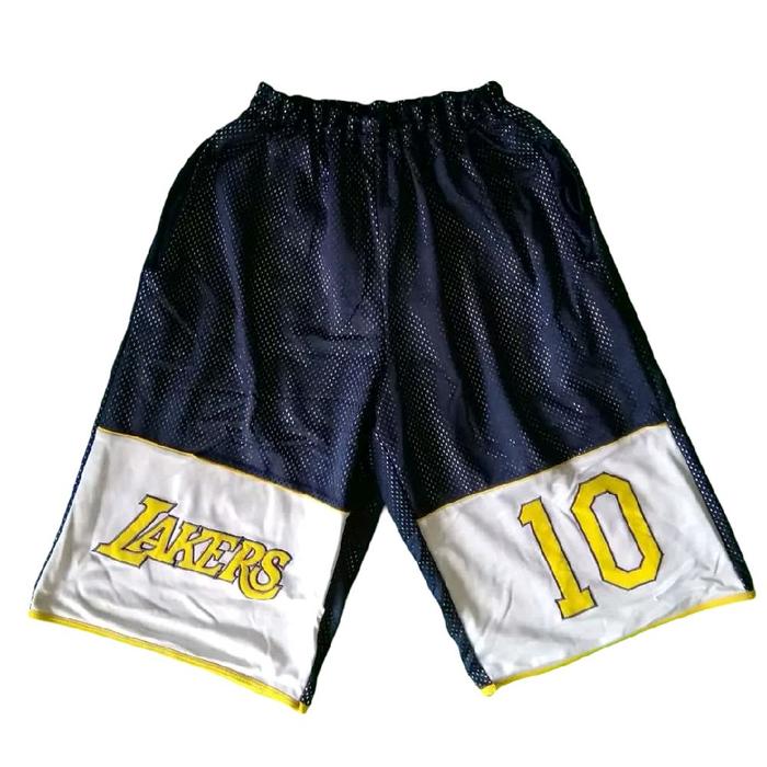 Vintage Y2K Los Angeles Lakers Embroidered Mesh Basketball Shorts NB4 Celana Pendek Basket Olah Raga