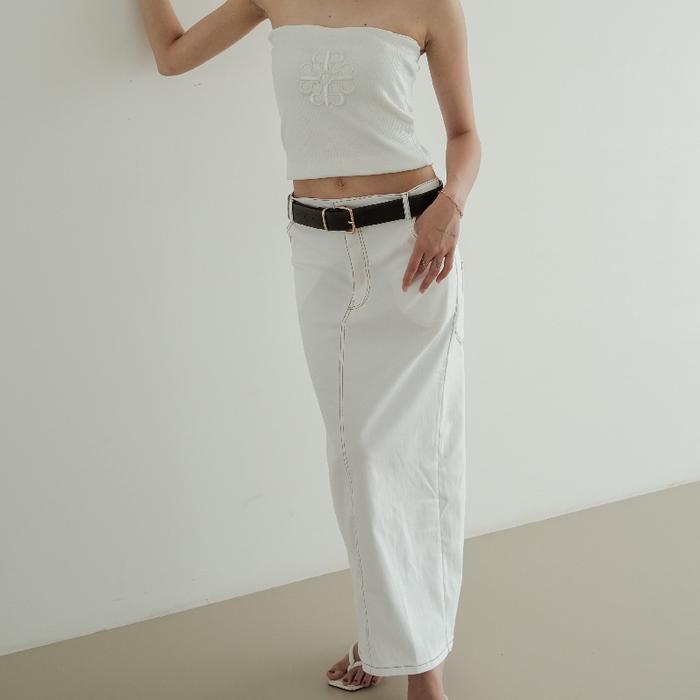 Amygo Store – Anagram Cora Denim Maxi Skirt | Rok Denim Panjang Stretch | Maxi Skirt Wanita