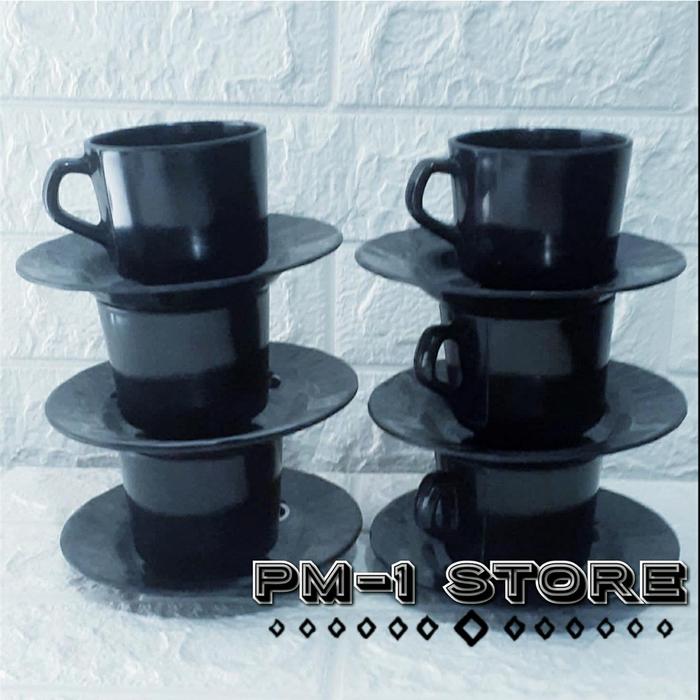 ISI 12 PCS -6 PCS GELAS CANGKIR MELAMIN DAN 6 PCS TATAKAN GELAS MELAMIN / GELAS KOPI
