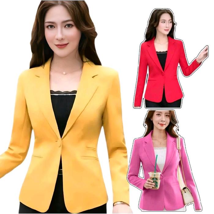blazer wanita / jas blazer kantor korea style / jas formal kekinian Slimfit Kerja Casual Panjang Hig