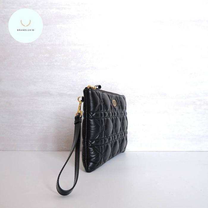 DIOR CARO POCHETTE / POUCH / CLUTCH GHW IN WARM TAUPE & BLACK