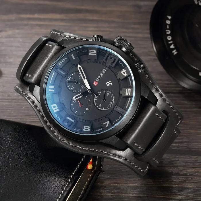 VALSHION Jam Tangan Pria  Curren Strap Kulit PU Anti Air Original Dengan Tanggal Water Resistence Ar