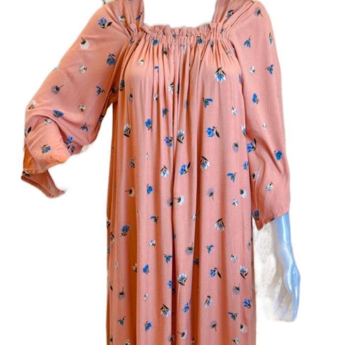 Daster Dahlia kerut ada kantong bahan rayon twill bahan lembut tangan kalong lebar Wanita Busui Seru