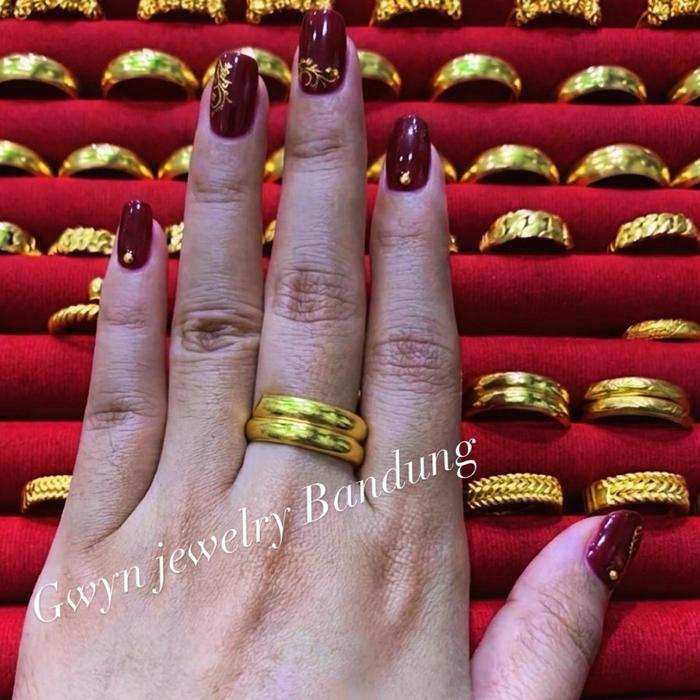 Cincin selisih polos belah rotan replikas emas LM