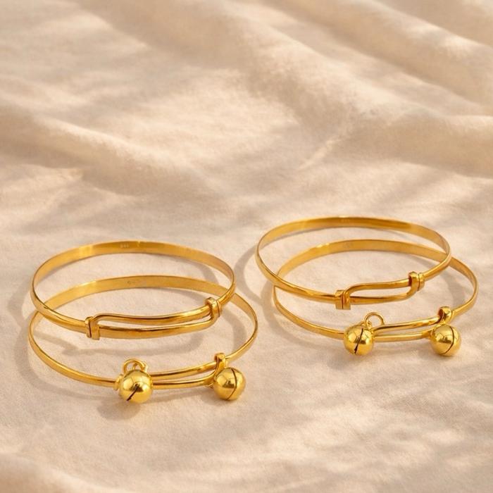 Gelang bayi perak lapis emas set