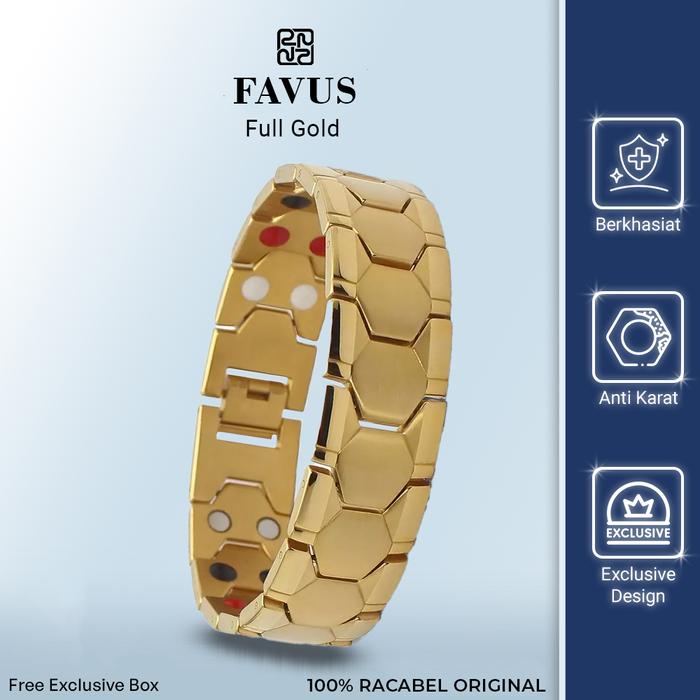 Racabel Favus Full Emas - Gelang Obat Batu Magnetik Asli Untuk Kesehatan Wanita Dan Pria
