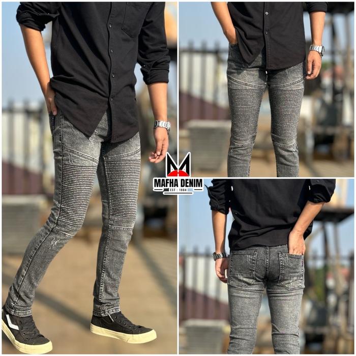 BIG SIZE UKURAN SUPER JUMBO 35 SAMPE 46 CELANA JEANS STRETCH BIKER'S DENIM/ CELANA JUMBO BIKERS PRIA