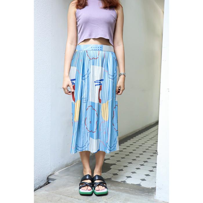 Ready- Calla The Label - Beau Blue Pleats Skirt.