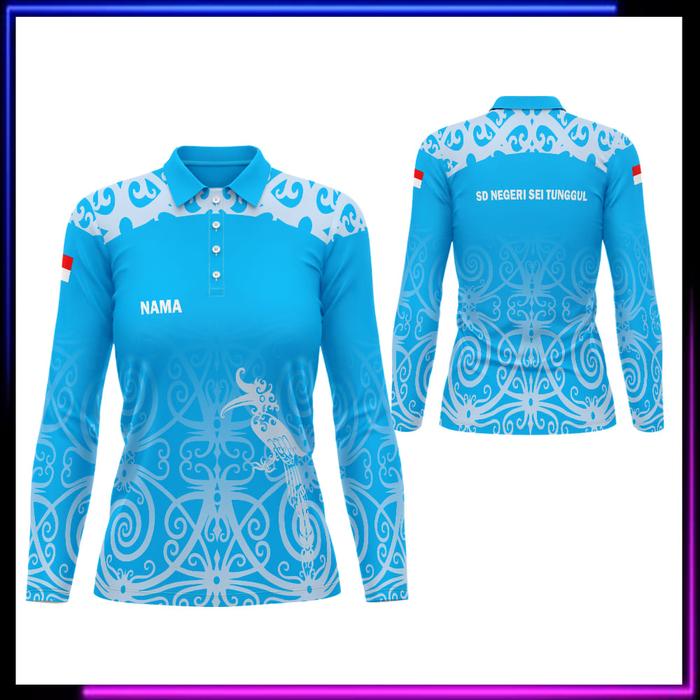 Baju Batik dayak Kaos Jersey Batik Dayak Kaos Polo Pria Wanita Batik Dayak Kalimantan Desain Fullpri