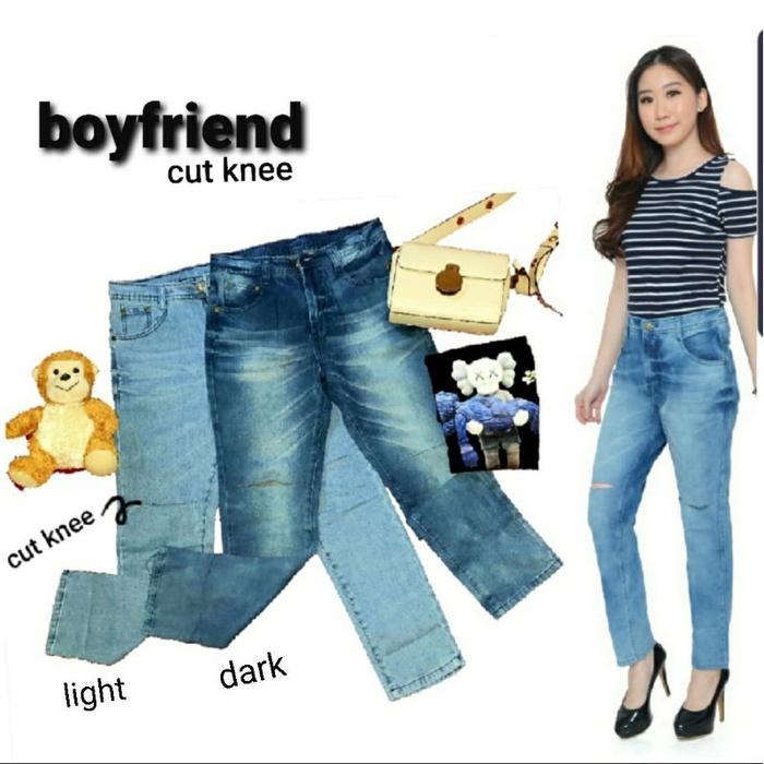 L’Vida Celana panjang boyfriend cut knee cewek wanita 3001C