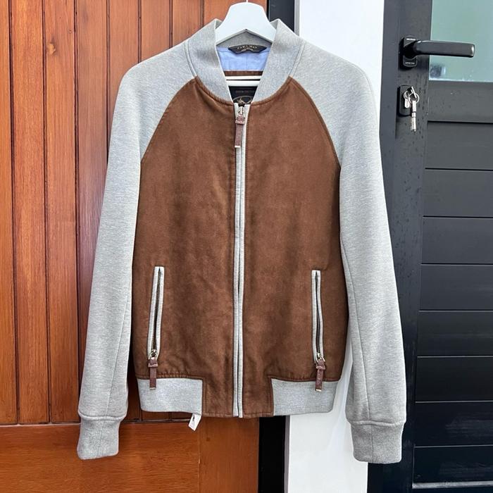 Zara Man Faux Suede Contrast Bomber Jacket Limited