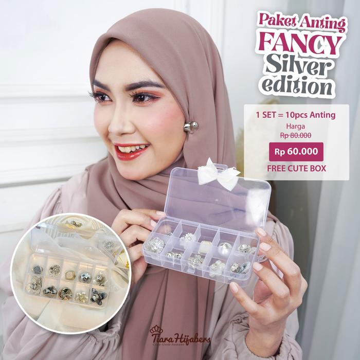 TeHa Aksesoris Anting Klip Hijab 1 SET anting anting earrings anting jepit FREE BOX CUTE PITA Acceso