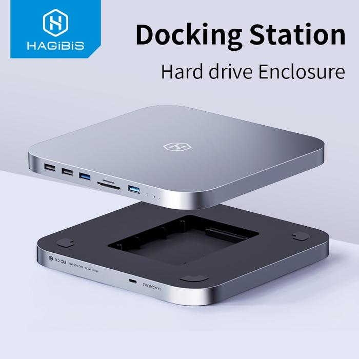 Hagibis USB C Hub with Hard Drive Enclosure Type C Docking Station 2.5 SATA NVME M.2 SSD Case 4K DP 