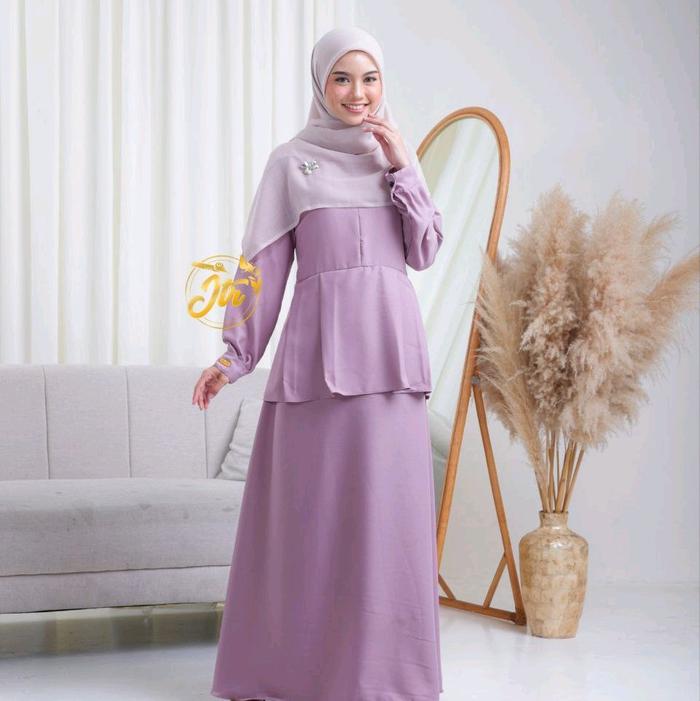 JENNAIRA DRESS GAMIS BUSANA MUSLIM CEWEK PEREMPUAN POLOS PREMIUM LAVENDER UNGU LILAC NAVY BIRU DONGK