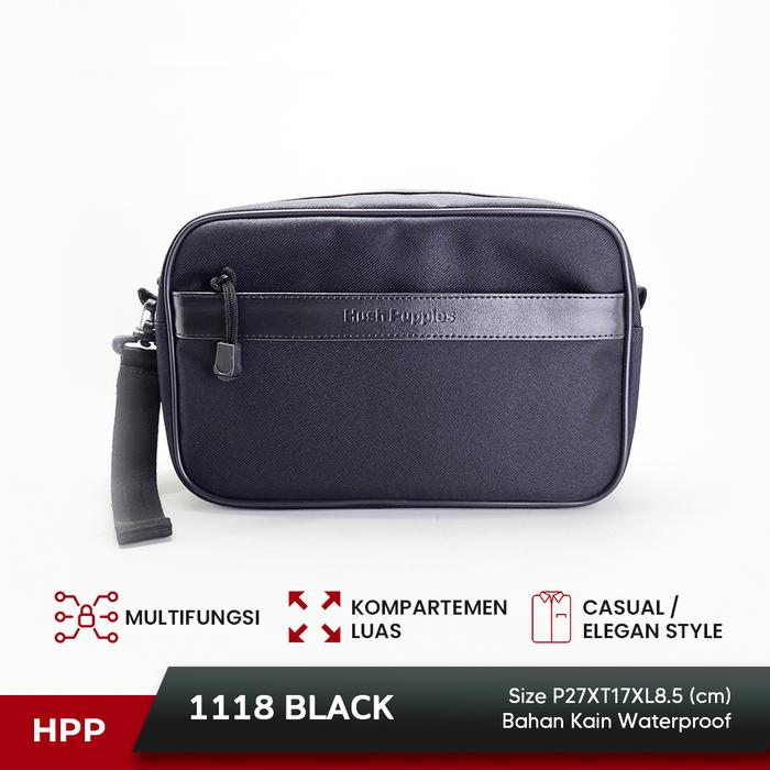 EXIST TAS HAND BAG SELEMPANG CLUTCH TAS TANGAN HUSH PUPPIES 1118 BLACK PREMIUM ANTI AIR WATERPROOF