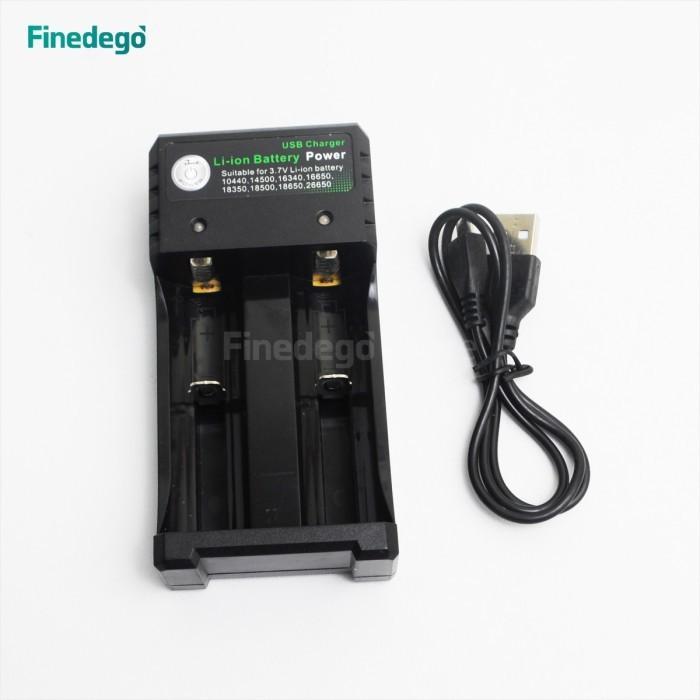 (EM) USB Charger 2 Slot Baterai 18650 14500 Lithium Battery 3.7v 4.2v