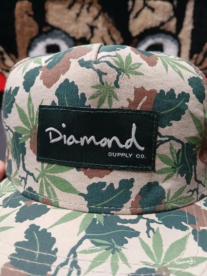 Topi Snapback Diamond Supply Co. Motif Daun Kanvas Unisex Casual