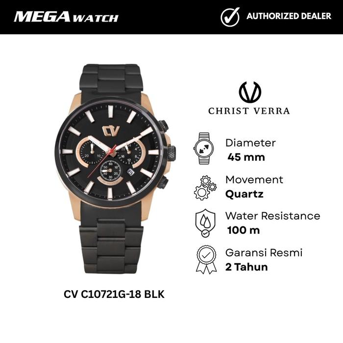Jam Tangan CHRIST VERRA Pria Original CV C10721G-18 BLK